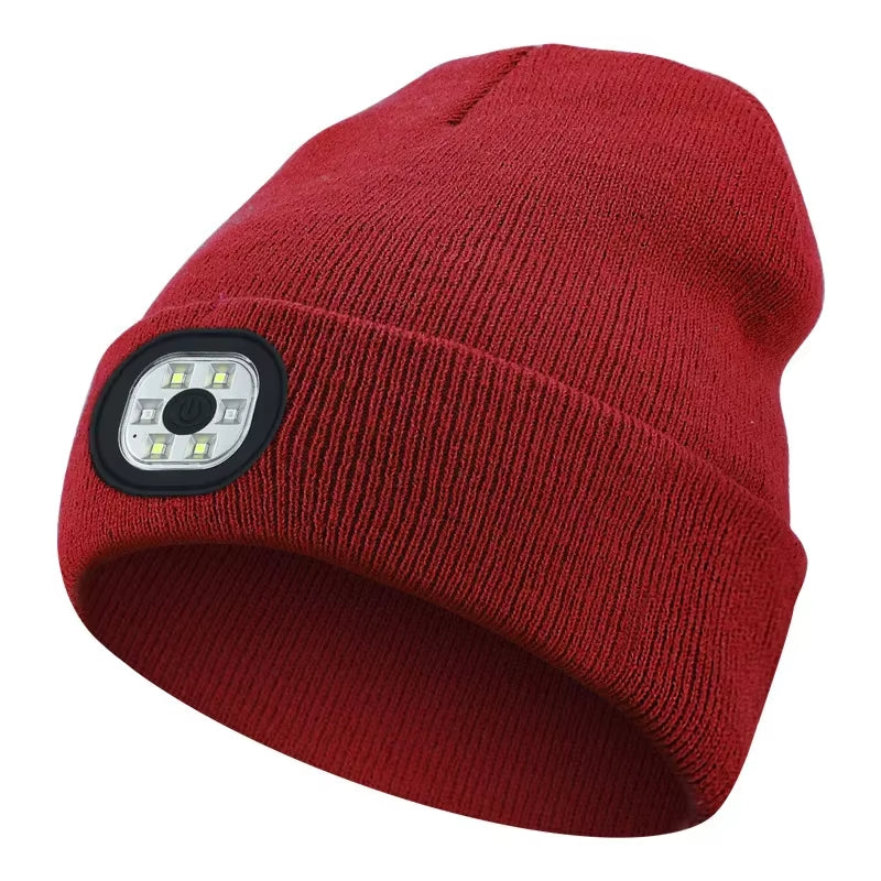 GlowGear™ LED Beanie Hat: USB Rechargeable Winter Headlamp Cap for Warmth & Hands-Free Light